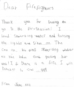 Jake letter to fire station